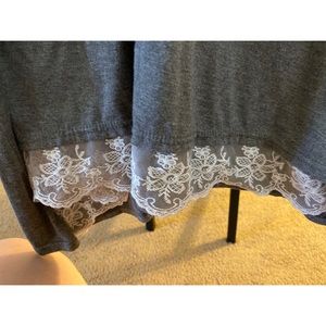 Tops - Gray Top With Lace Bottom Tops - Gray Top With Lace Bottom